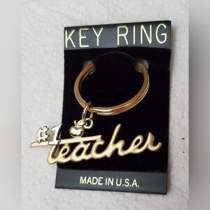 Goldtone #1 Teacher Key Ring**New**Made In USA